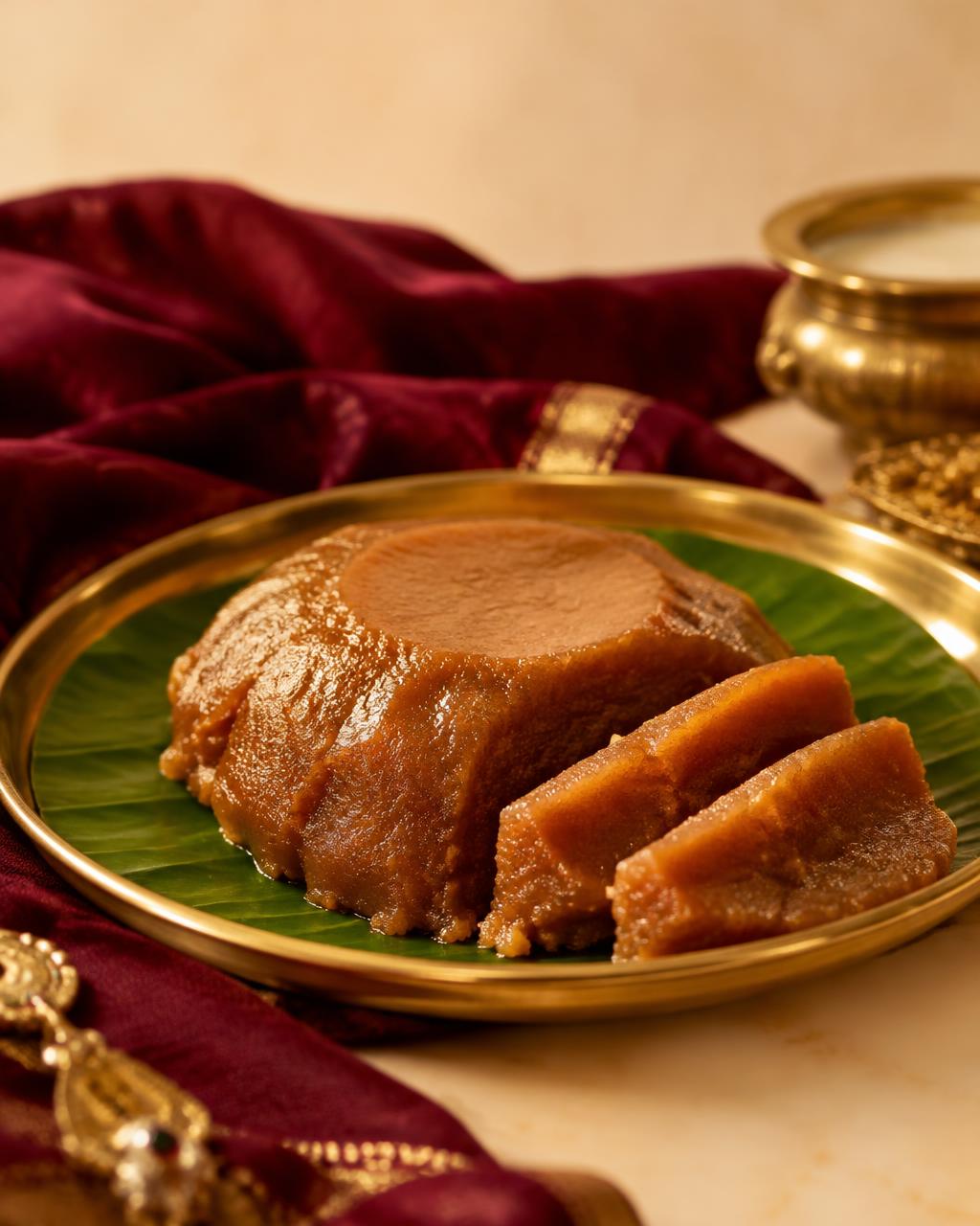 Fresh palkova served on a brass plate